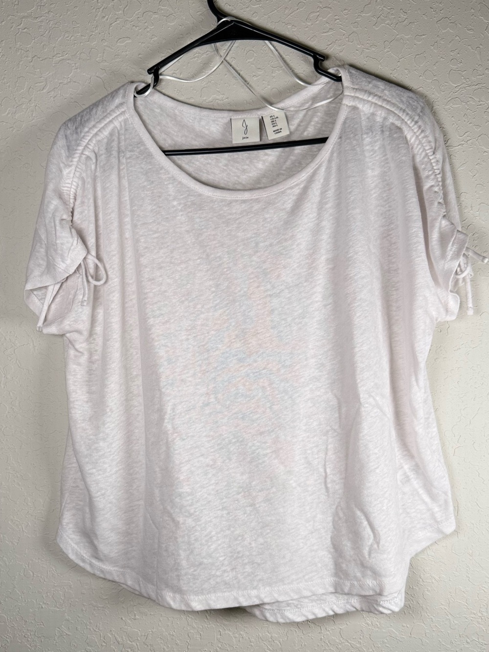 Joie White Short Sleeve Top Size Large L Lightweight Soft Casual Tee Blouse